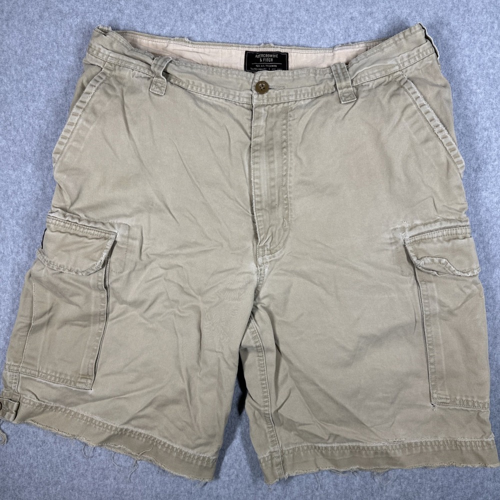 Vtg Abercrombie & Fitch Paratrooper Cargo Shorts Men's 36 Khaki 90s Y2K